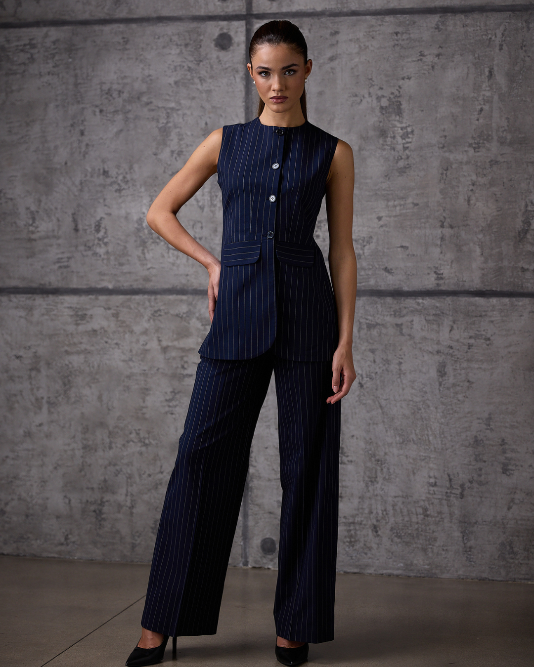 Gilet Gessato Blu Aurora