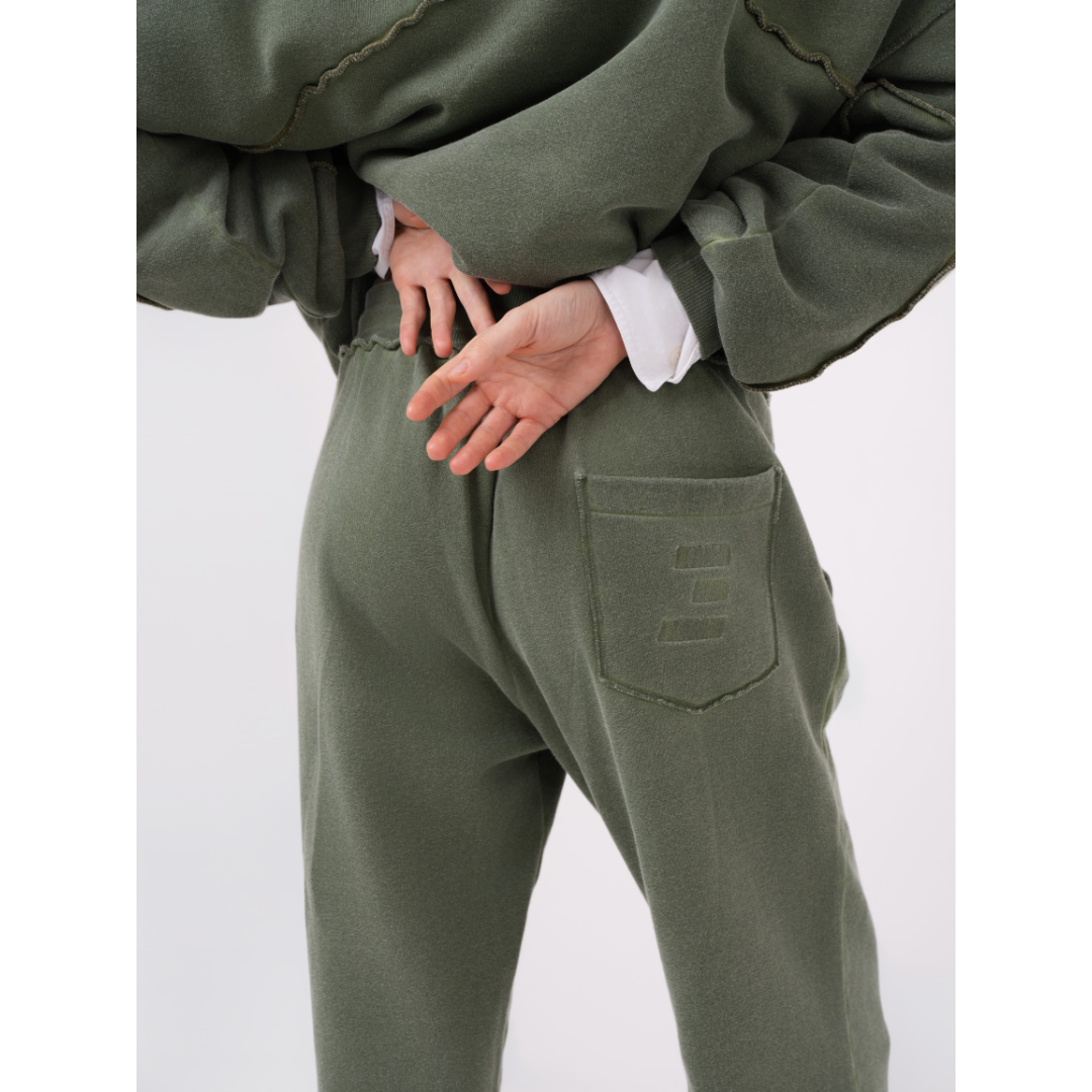 Pantaloni tuta verde rosmarino