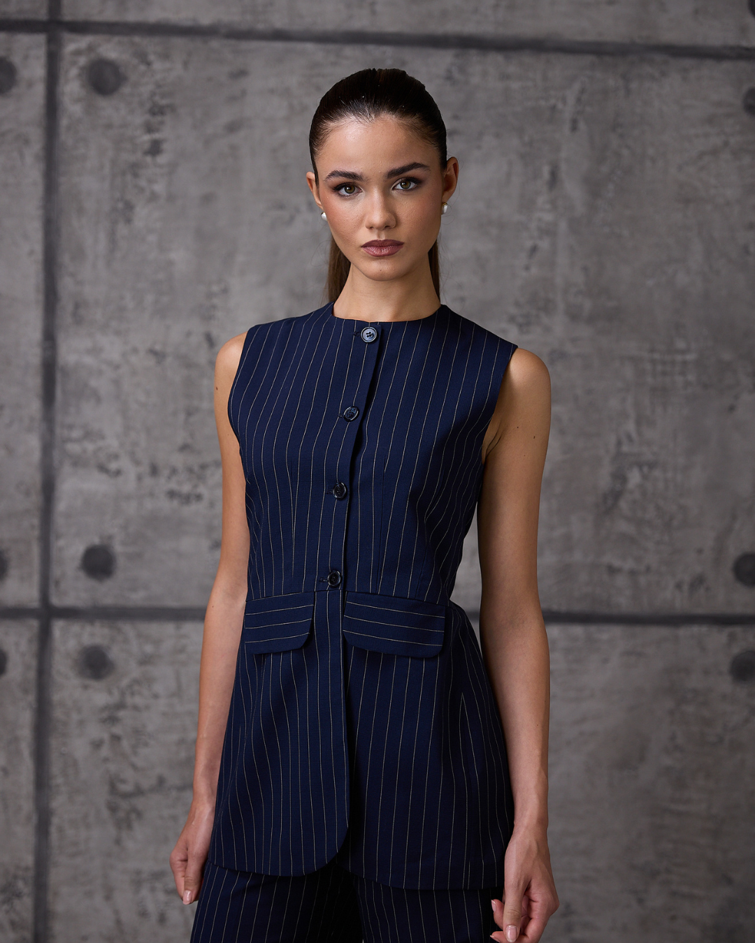 Gilet Gessato Blu Aurora