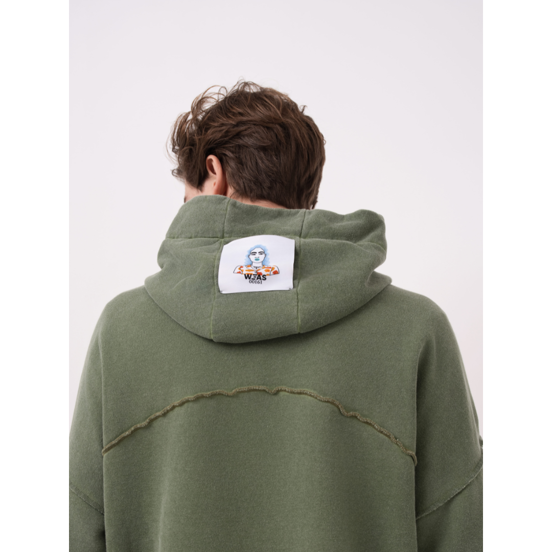 Felpa con cappuccio verde rosmarino