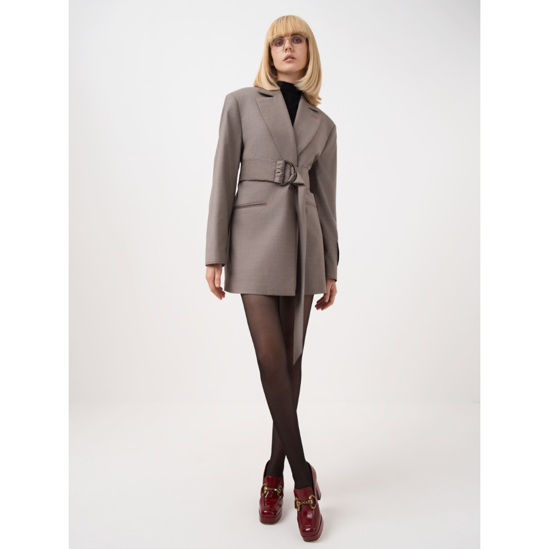 Blazer di lana con cintura